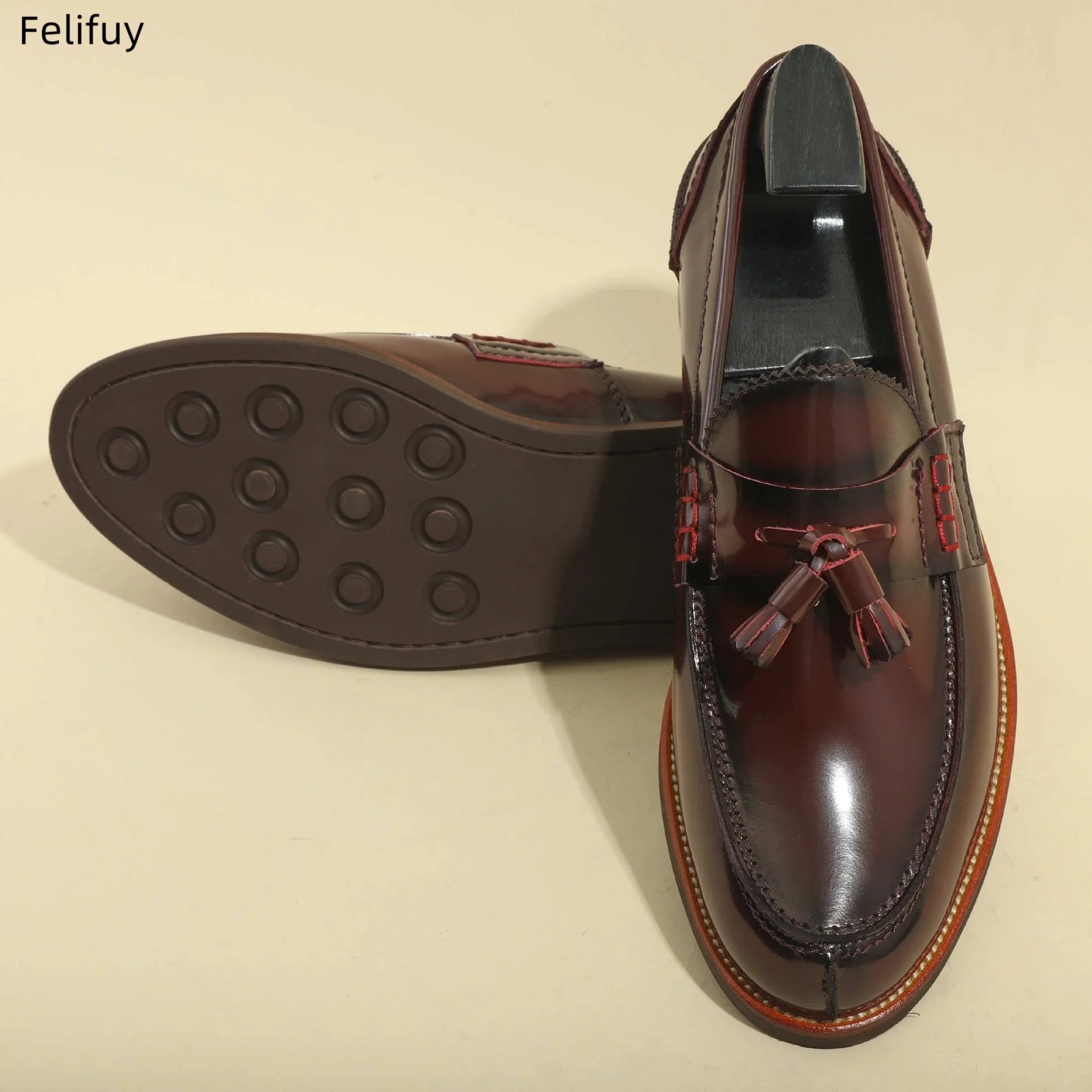 

New Men Tassel Loafers Genuine Leather Formal Shoes Elegant Platform Dress Shoe Simple Slip On Man Casual Footwear Zapato Hombre