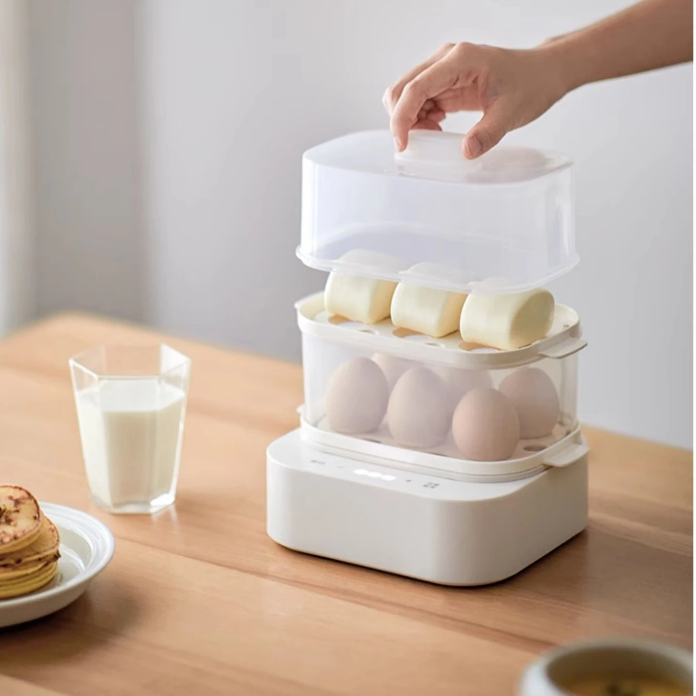 Mini cuiseur à vapeur électrique domestique, cuiseur à œufs, petit-déjeuner, cuisson à la vapeur, cuiseur multi-cuiseur avec réservation, 220V