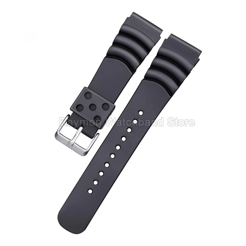 ل Seiko 5 الأسود الغواصة الغوص حزام ساعة اليد مقاوم للماء Sweatproof المطاط ساعة سيليكون اكسسوارات أسود 20 مللي متر 22 مللي متر