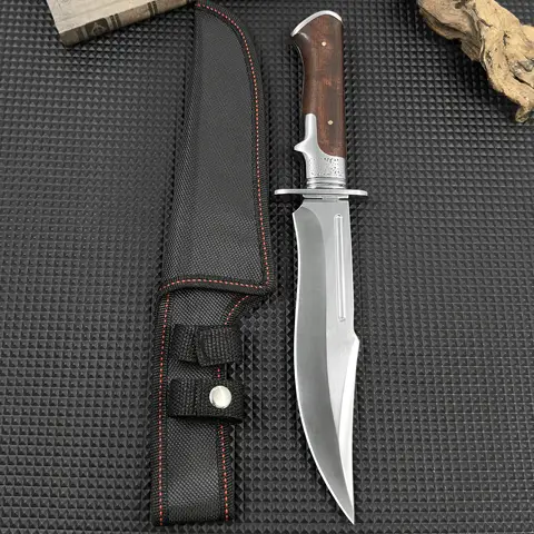 D2 Multi-tool, Hand-forged Bone Knife with a Protective Cover, High-carbon Steel Hunting Knife, Wooden Handle
