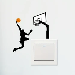 Basketball Player Switch Stickers Waterproof Wall Stickers Bedroom Living Room Light Switch Vinyl Decals Wall Home Decoration