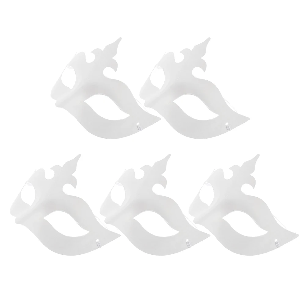 5개 DIY 흰색 종이 공예 키트, 가장무도회 파티, 카니발, 마디 그라 의상 행사용, 무지 페이스 공예 용품, 페인트 가능한 마스크