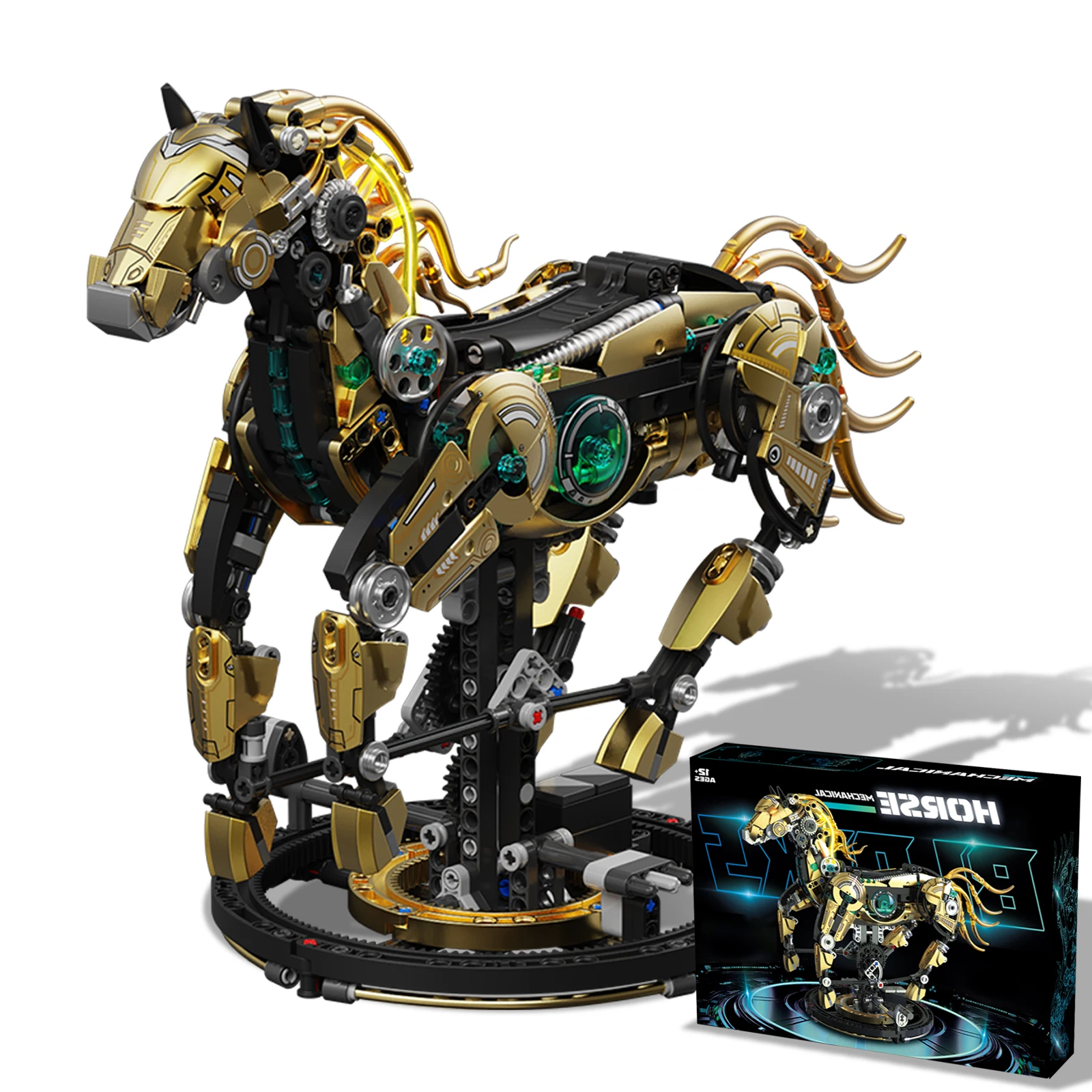 

Mechanical Horse Building Set with Light, Authentically Detailed Build and Display Model for Home or Office Décor (1055PCS)