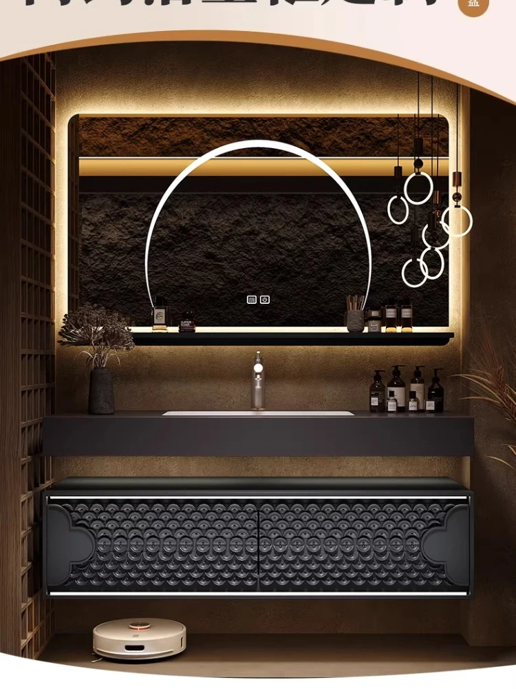 

Hotel wind oak bathroom cabinet combination bathroom slate seamless washstand