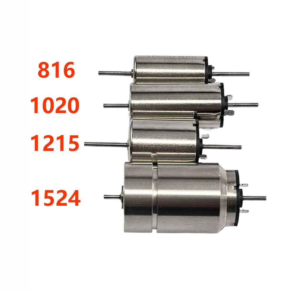 1PC DC 12V 816 1020 1215 1524 Coreless Motor Dual Shaft High Speed for Rail Train