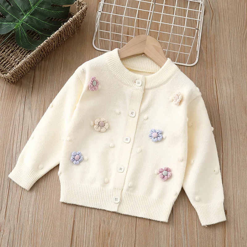 Girls Sweaters Autumn Winter 1 2 3 4 5 Years Old Children Woolen Cardigan Sweaters For Baby Clothes Kids Jacket Outerwear Top