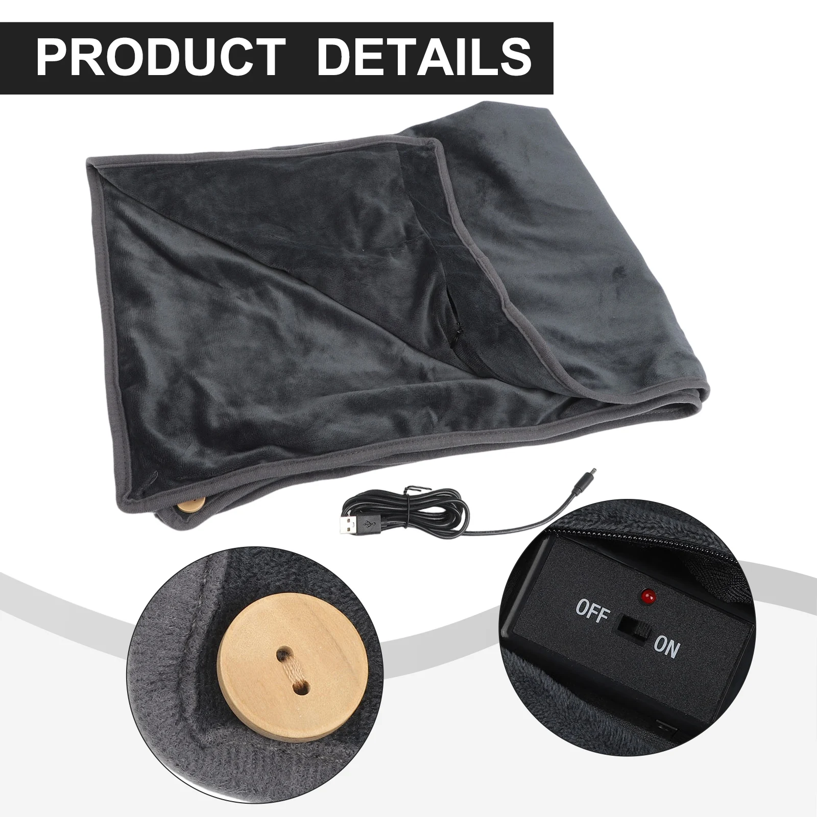 1 Piece 100x70cm USB Heated Blanket Flannel Electric Shawl Wrap For Home Office Car Camping Knee Warmer Portable Soft Throw