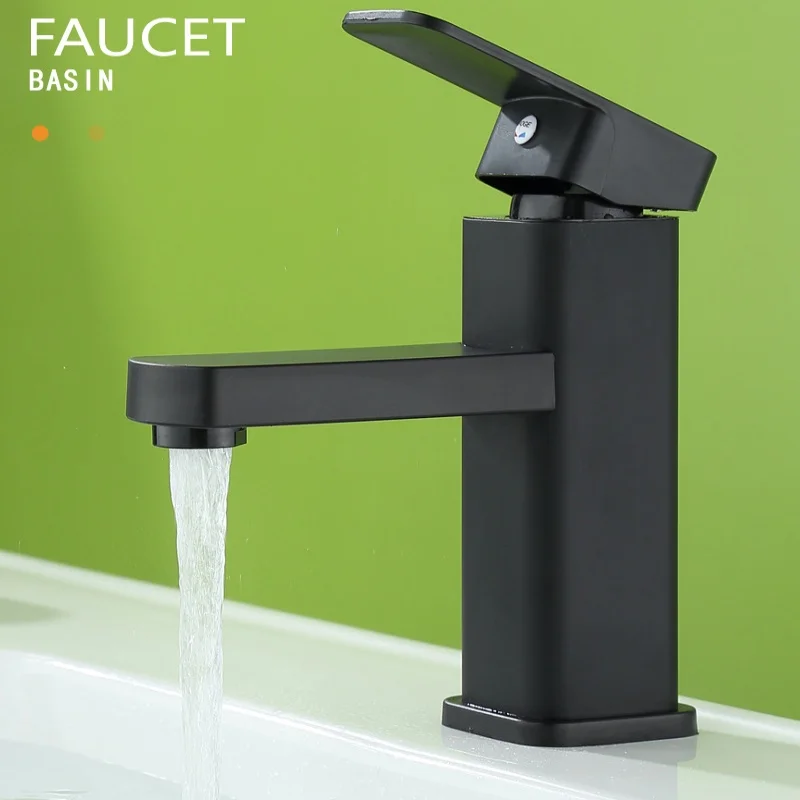 

Black Bathroom Faucet Deck Mounted Bathtub Counter Basin Faucet Sink Faucet Single Hole Square Water Tap With 60CM Pipes