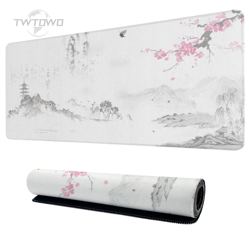 Mouse Pad Gaming Ink Painting Cherry Blossom printon demand Computer New Mousepad XXL Mouse Mat Office Carpet Soft Table Mat