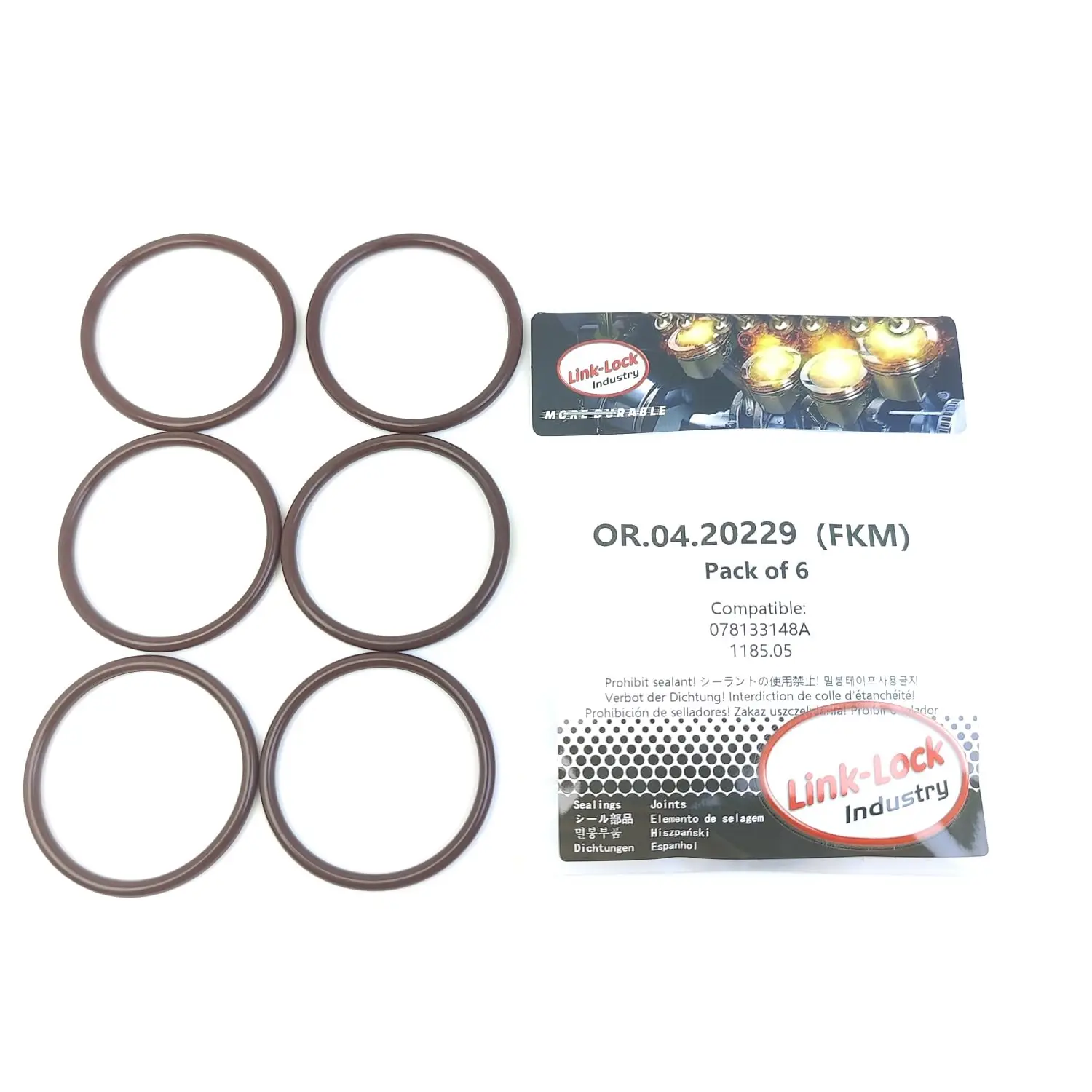 

LINK-LOCK 6PCS OR.04.20229 FKM Viton Sealing O-Ring Kit of Charger 078133148A 1185.05 for AUDI for PEUGEOT