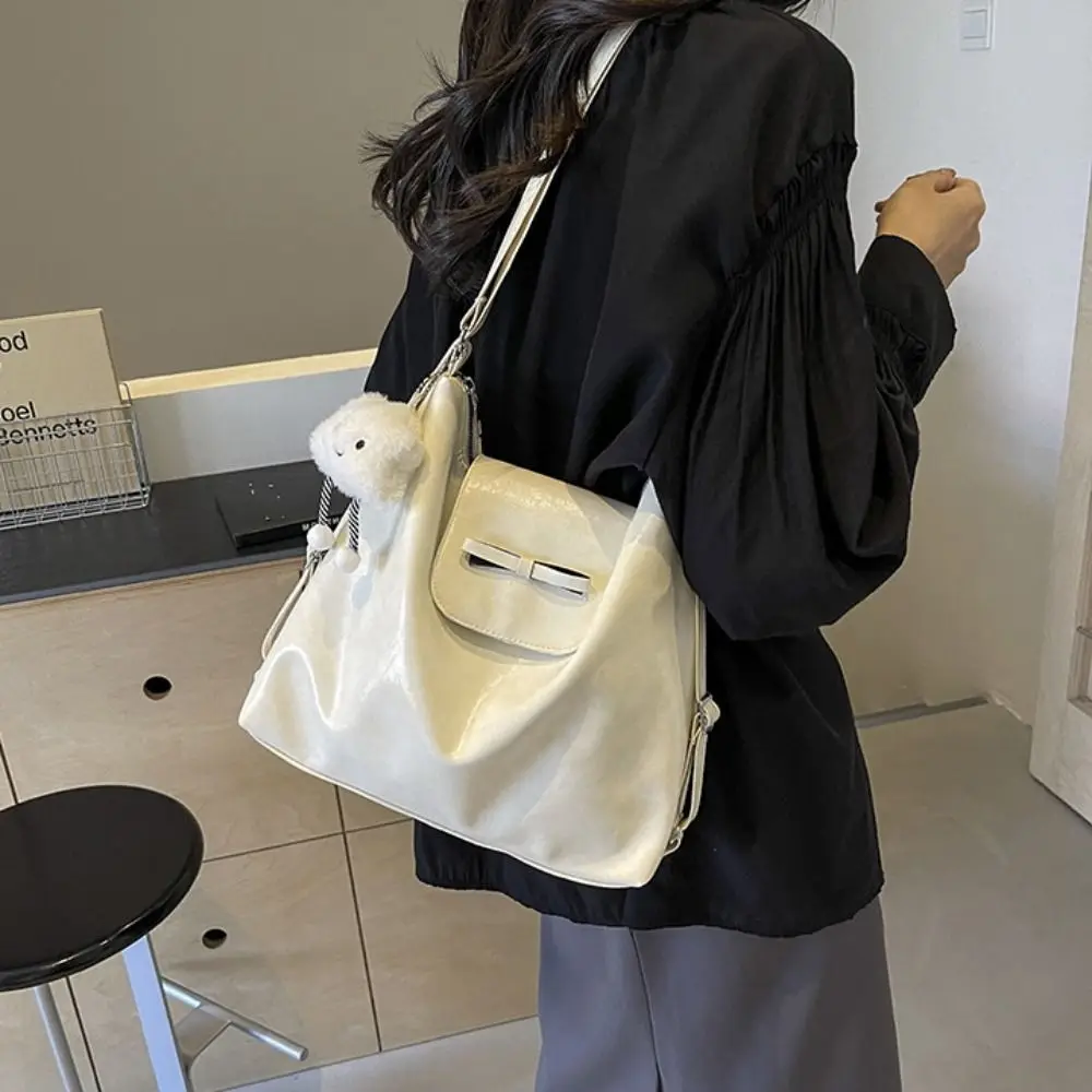 Bolso de hombro con lazo Balletcore a la moda, mochila multiusos con lazo de gran capacidad, bolso cruzado de cuero PU Y2K de estilo coreano para mujer