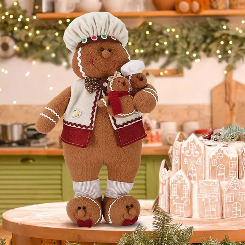 Large Gingerbread Man Doll Christmas Plush Leg Dolls Xmas Tree Ornaments New Year Kids Gift 2023 Christmas Decorations for Home