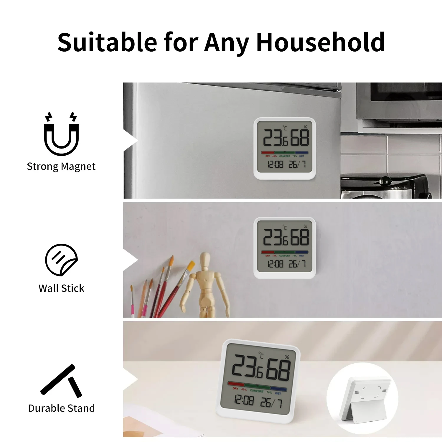 Digital Home Indoor Temperature Humidity Meter LCD Digital Thermometer Hygrometer Sensor Gauge Weather Station