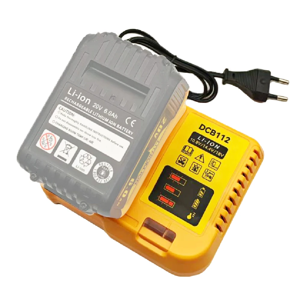

Зарядное устройство для литиевых аккумуляторов DCB112 для электроинструментов DeWalt 10.8V 12V 14.4V 18V 20V, совместимое с DCB206, DCB203, DCB120, DCB107, DCB115, DCB105