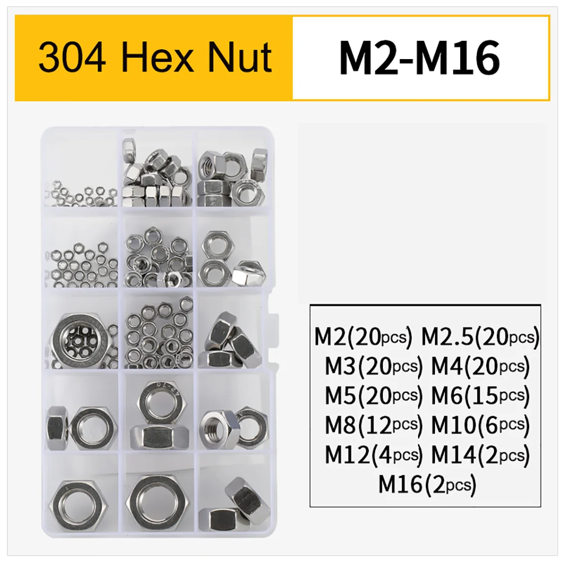 

1Set 201/304/316 Stainless Steel Hexagonal Nut M2-M16 Hex Full Thread Locking Nuts Hardware Accessories