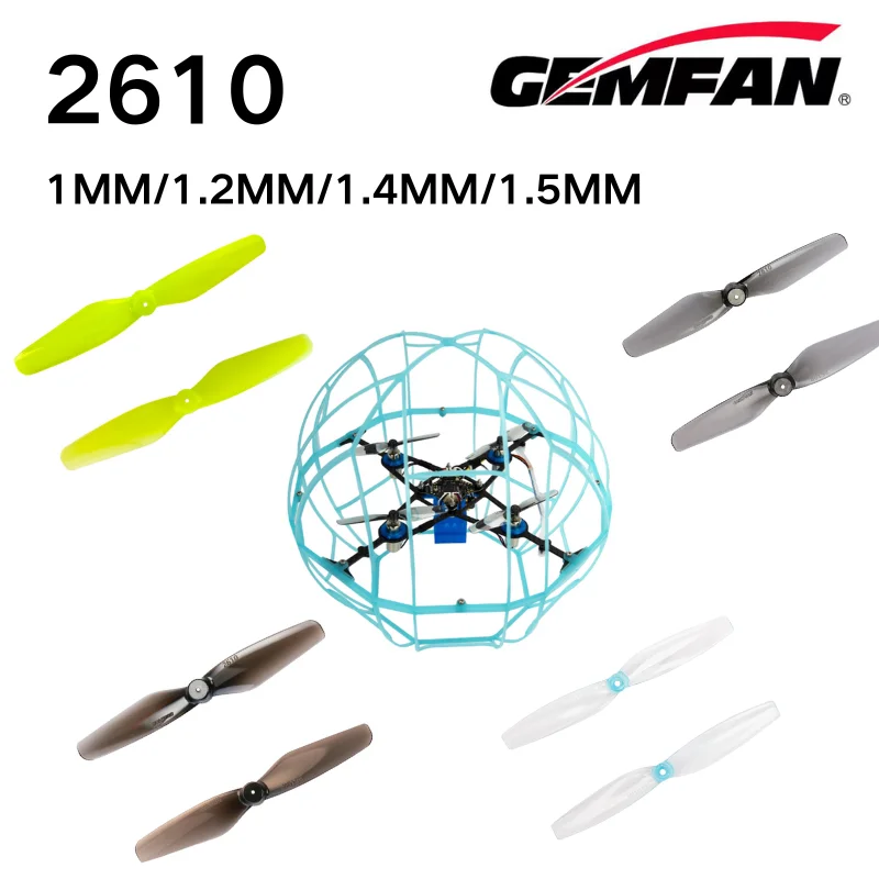 2610 Props Gemfan 2.6inch 2 Blades Propeller 1mm/1.2mm/1.4mm/1.5mm Shaft Hubs for RC FPV Racing Drones Soccer Freestyle 8Pair/16