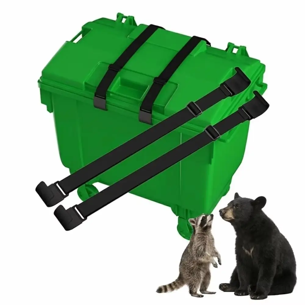 Anti Slip Adjustable Trash Can Lock Tear Resistant Adjustable Garbage Can Lock Security Strap Raccoon Bear Proof Bin Lid Lock