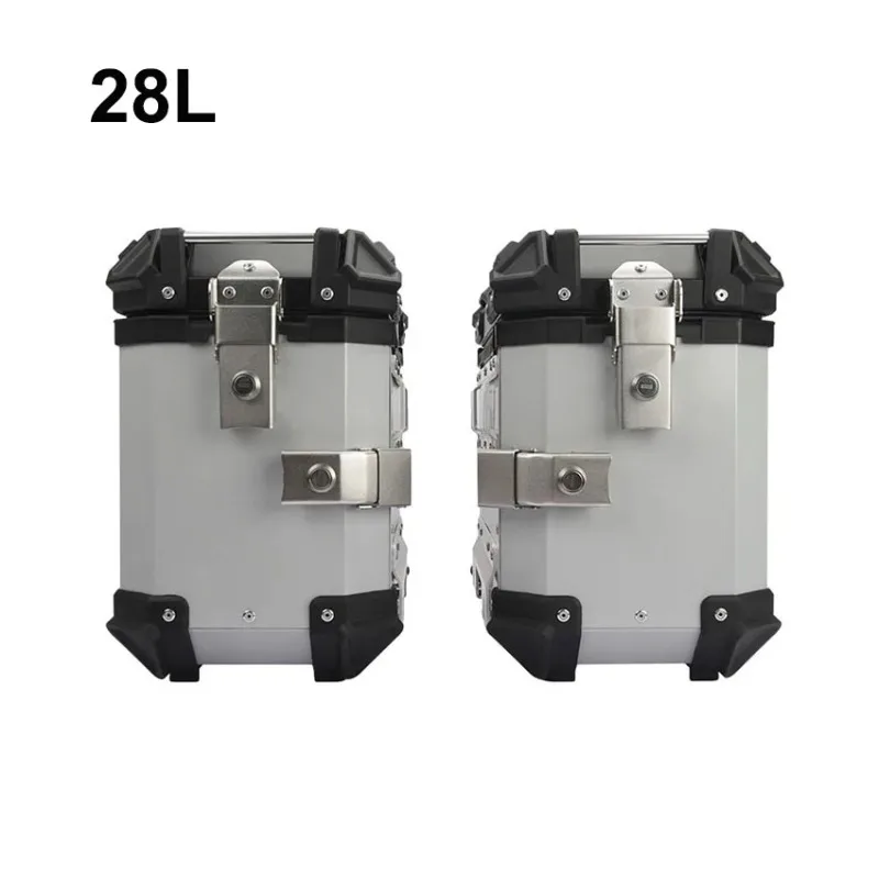 1 Pair 28L Universal Motorcycle Aluminum Alloy Side Case Lockable Storage Trunk Toolbox