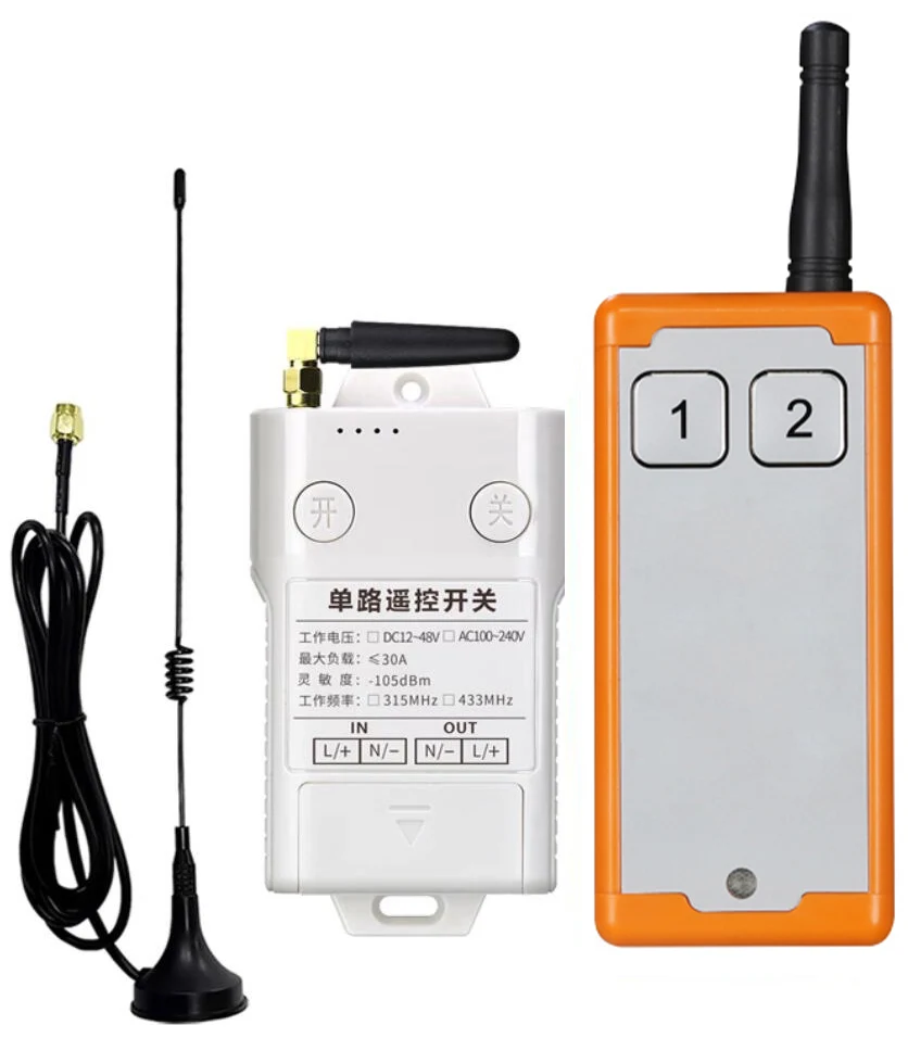 433MHZ Ndustrial DC 12V 24V48V 1CH RF Wireless Remote Control Switch Radio Receiver With 2000M Long Distance Remote controller