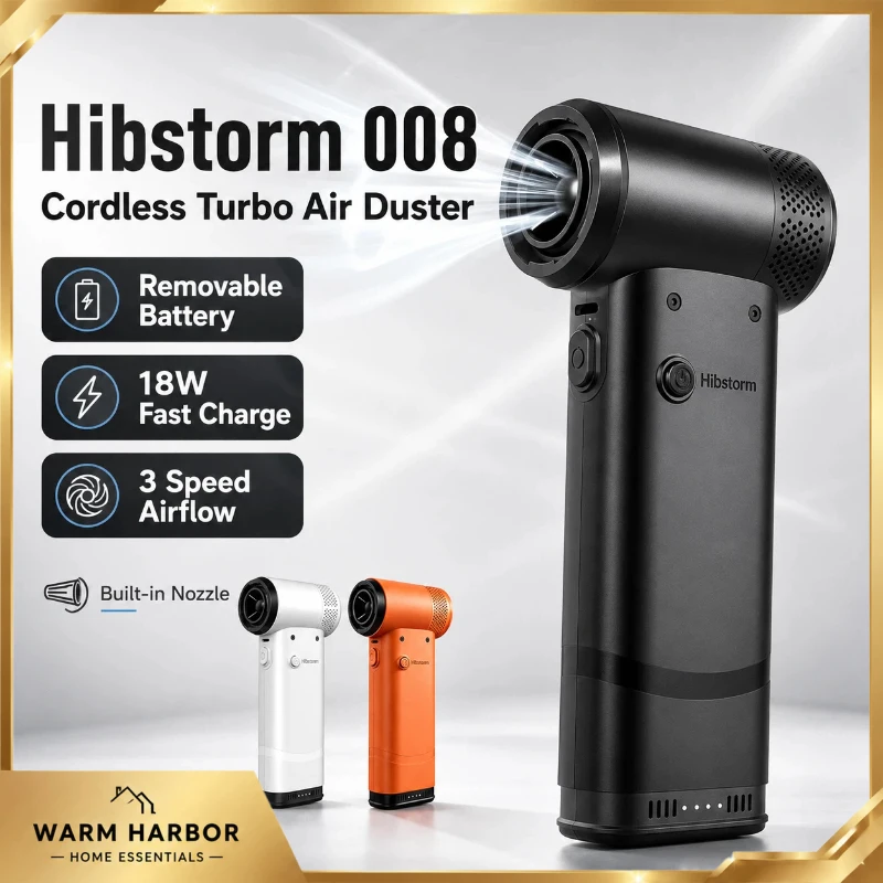 Hibstorm 008 Turbo Fan Cordless Handheld Air Duster Powerful Blower Cleaning Tool For Pc Keyboard Car Home Electronics Cleaning