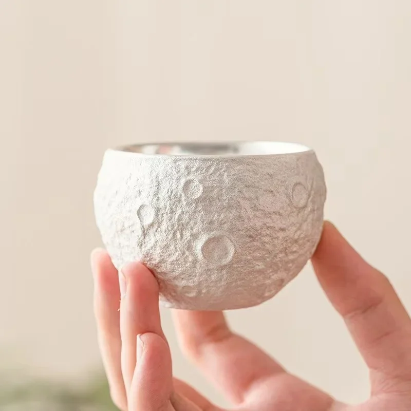 90ML Wandering Planet Tea Cup Chinese Hand Painted 999 Silver Teacup Light Luxury High-end Master Cup Kung Fu Teacup Collection