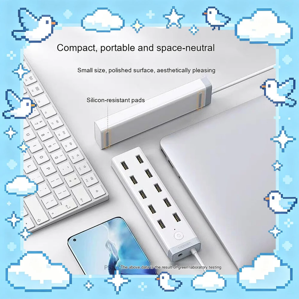 UGREEN 20482 CM421 USB 3.0 Hub 10 Port with 12V 4A Power Adapter 1.5m Cable USB Splitter for Laptop Desktop PC