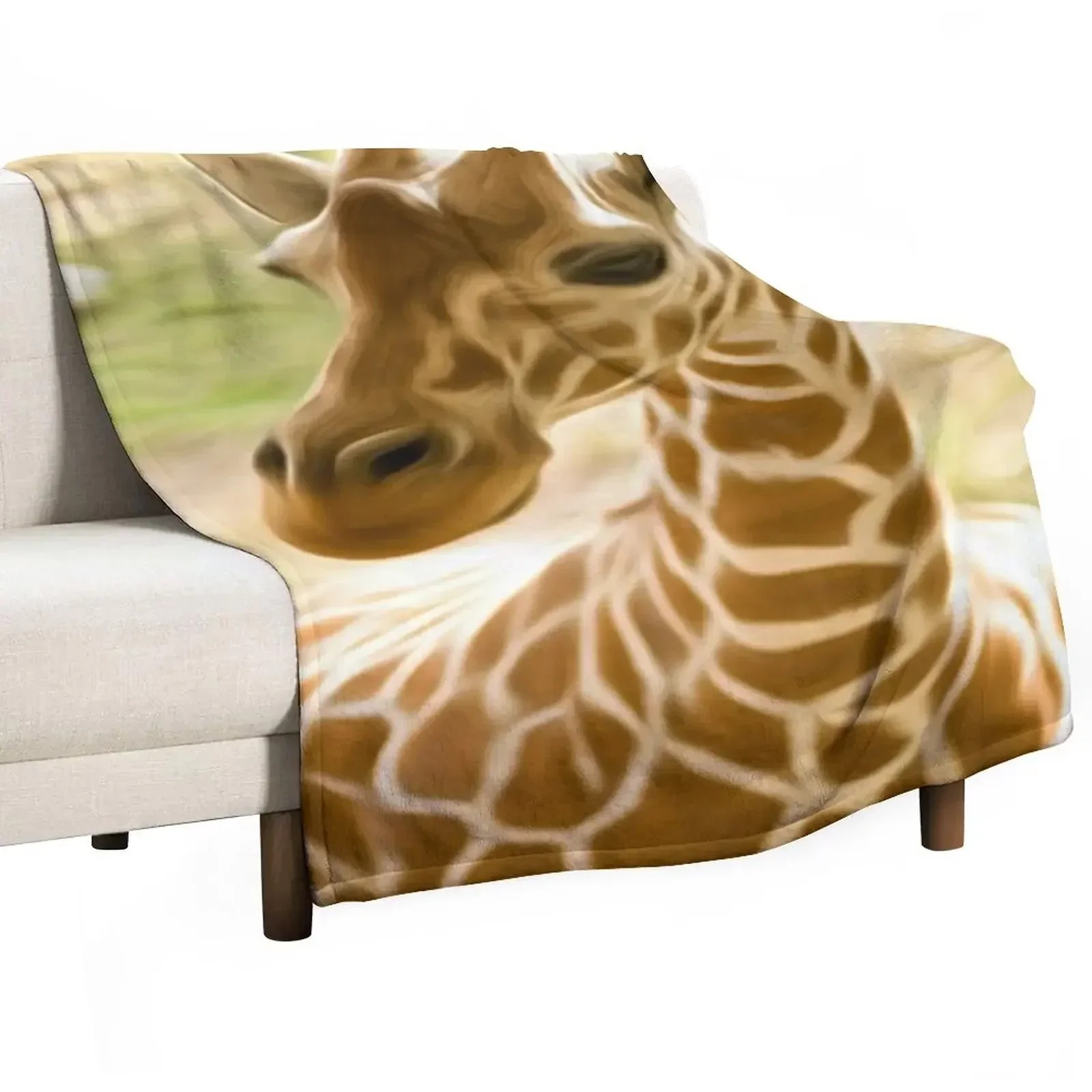 Giraffe Painting Throw Blanket Retros Cute Luxury Blankets For Sofas Custom Quilt Blankets
