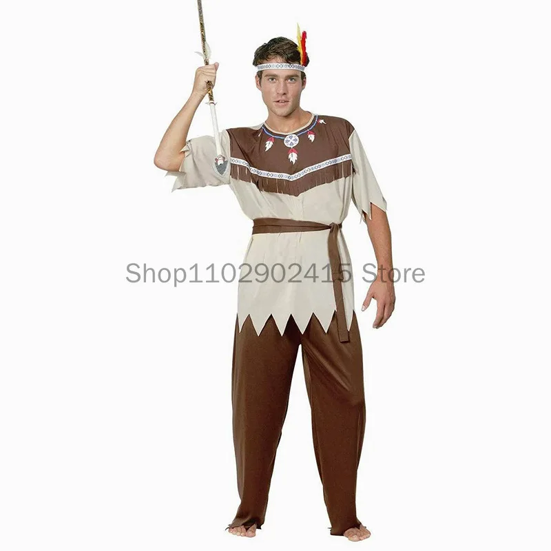 2023 Halloween Primitive Cosplay Costume Middle Ages Native American Clothing Indigenous Hunter Performance Costume