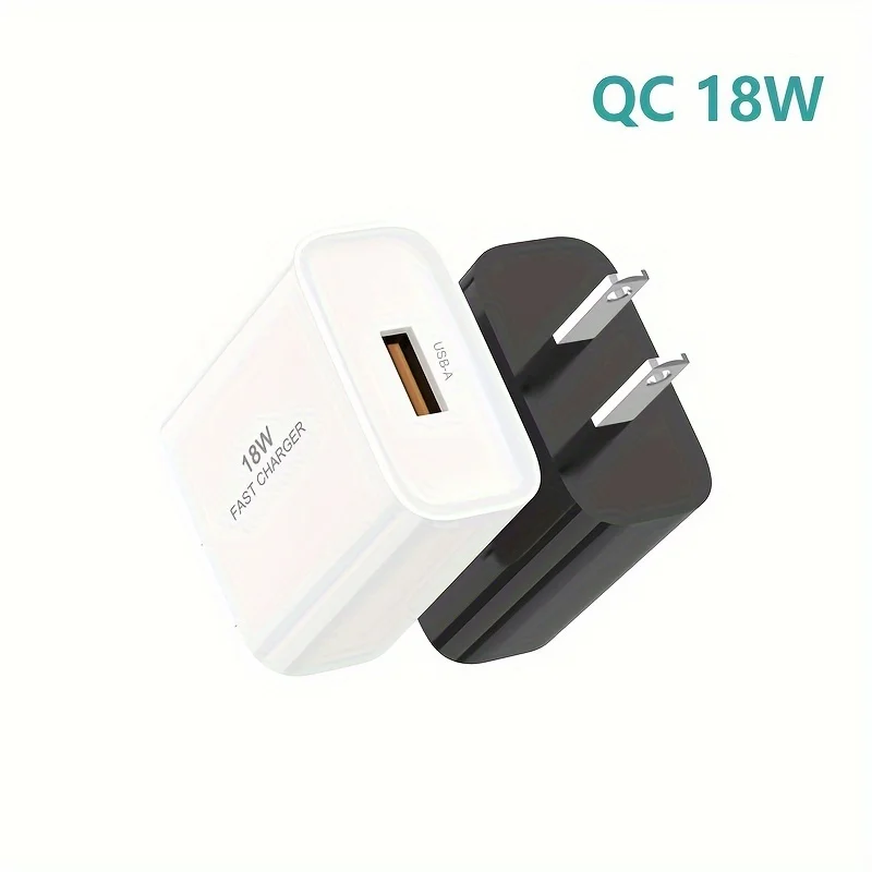 1pc 18W QC3.0 Fast Charging Power Adapter, USB-C & USB-A Dual Port US Plug Charging Head, Wall Charger Compatible with iPhone