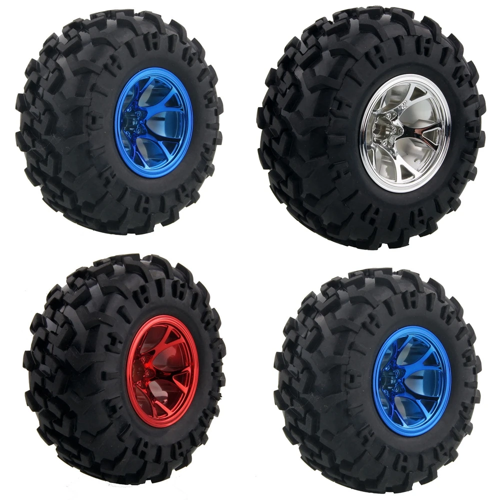 4X RC 0703-3001 Rubber Tires Wheel Sets For HSP HPI 1:10 Monster Truck