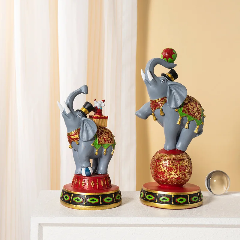 Cross-Border New Product Circus Elephant Creative Ornament Home Living Room TV Cabinet Entrance High-End Decorative Craft