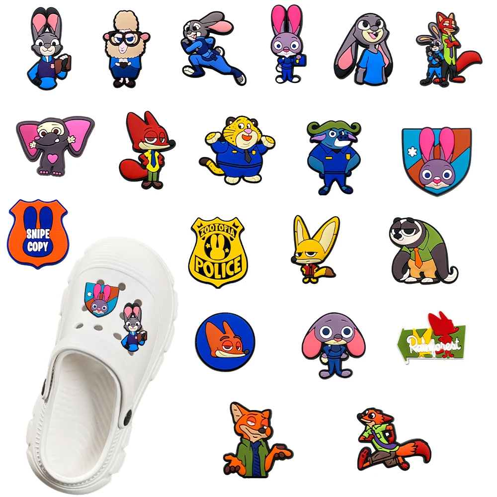 1-20 قطعة الكرتون Zootopia سلسلة DIY بها بنفسك الأحذية السحر الأحذية البلاستيكية السحر صالح الأساور ثقب النعال الديكور إكسسوارات أحذية للهدايا #1