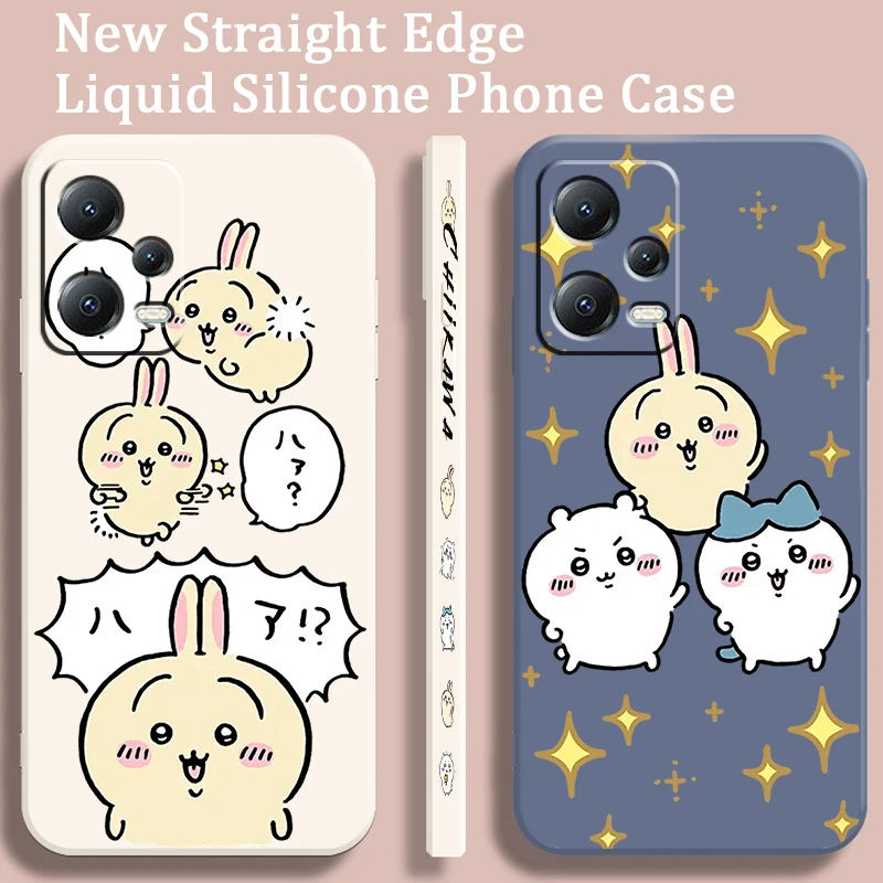 Hot Cute C-Chiikawa U-Usagi Liquid Left Rope For Xiaomi Redmi Note 13 12 12S 12R 11 11T 11S 10 10S Pro Plus 5G Funda Phone Case