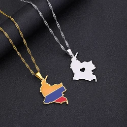 Fashion Colombia Map Flag Pendant Necklace Stainless Steel Colombians Men Women Maps Jewelry Gift