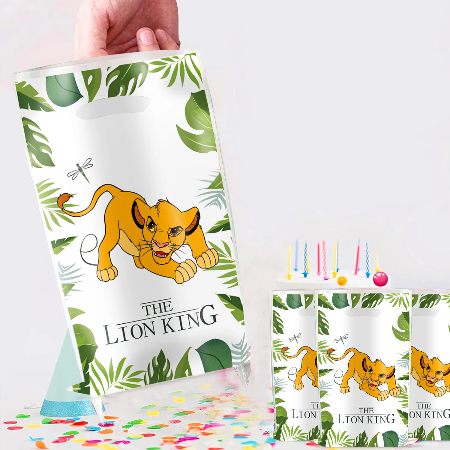 Lion King Simba Gift Bags Birthday Party Decoration Simba Goody Biscuit Package Candy Bag Baby Shower Kids Gift Party Supplies