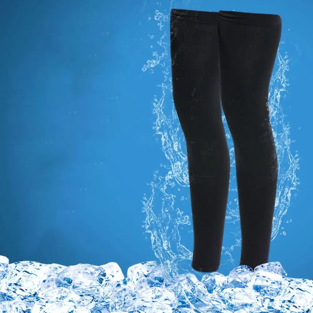 

Новые рукава из ледяного шелка для ног, нескользящие, с защитой от ультрафиолета, рукава до колена икры, дышащая эластичная спортивная экипировка для мужчин и женщин