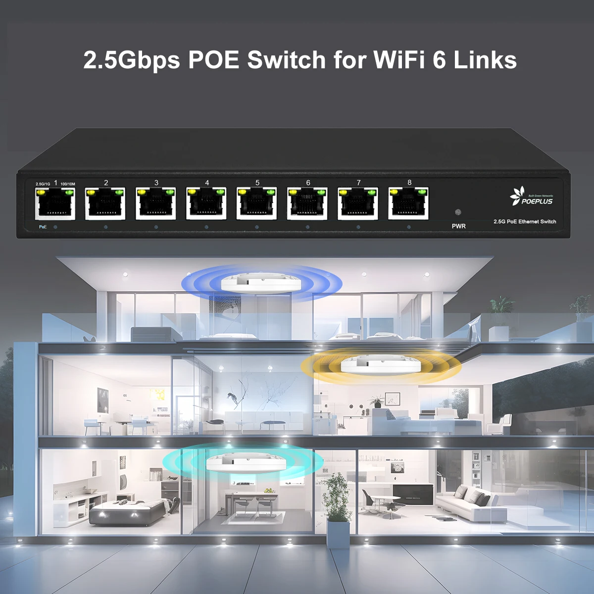 Dumb 8 Ports 2.5Gb Switch Unmanaged Multi Gigabit Lan 2500Mbps