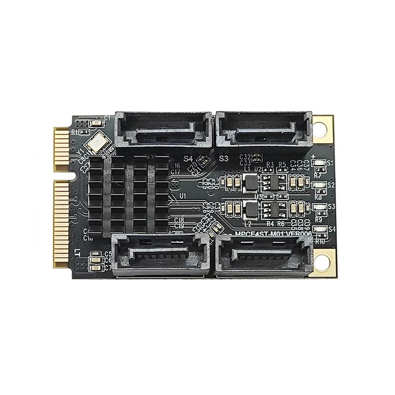Port Multiplier SATA Riser Card Mini PCIE to 4 Port SATA3.0 Expansion Card 6Gbps For Windows 7/8/10/11 Server 2003/2008 Linux OS
