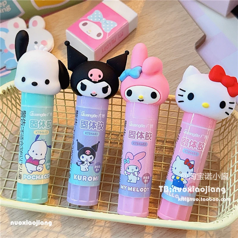 Kawaii Kuromi Melody Cinnamoroll Cartoon Solid Glue Stick Anime Kt Cat Strong Adhesives for Student Stationery School Supplies