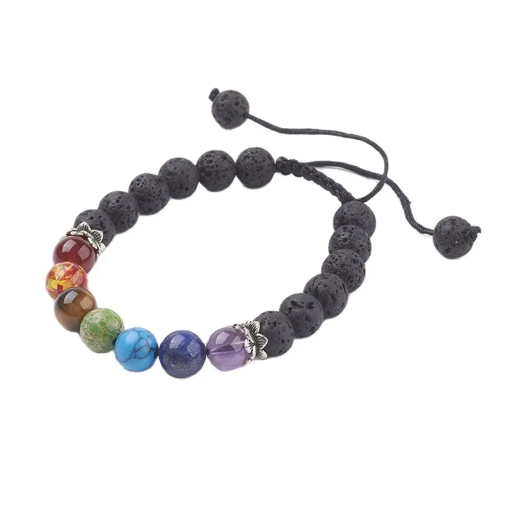 Kissitty-Pulseras de cuentas trenzadas de hilo de nailon ajustable para mujer, joyería de Chakra con cuentas de semillas, coloridas