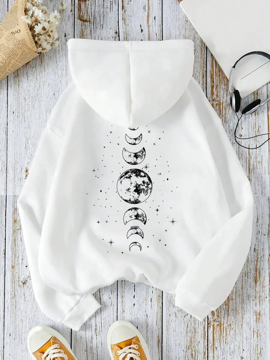 

Celestial - Inspired Pure Cotton Hoodie Showcasing Lunar Cycle Design - A Stylish Pick for Fantasy Enthusiasts