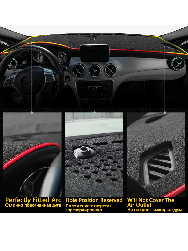 Car Dashboard Mat for Ford Mustang S550 2015-2022 Dash Board Cover Sunshade Mats Anti-slip Pad Carpet Dashmat Protect Auto