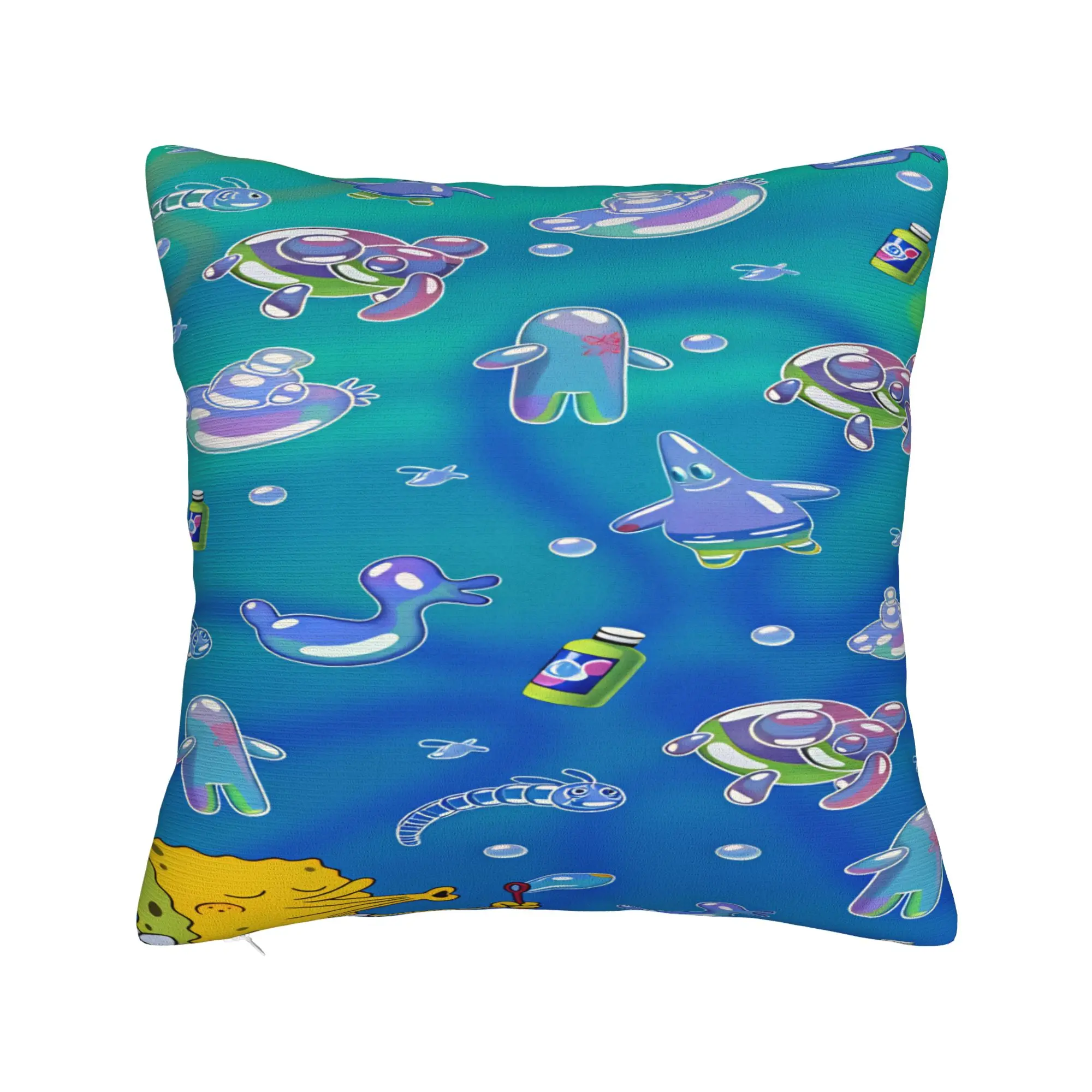 SpongeBobs Plankton  Pillow Case  Kawaii Pillow Cover Graphic Pillowcases For Sofa Car Home Decor