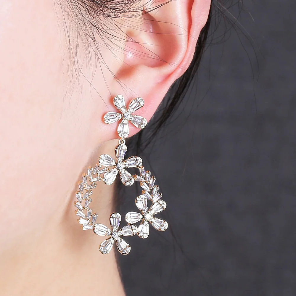 Missvikki الفاخرة الزيتون الوردي الأقراط كروس دائرة مايكرو تشيكوسلوفاكيا النساء الزفاف الزفاف حفلة خطوبة أقراط مجوهرات حفلة هدية