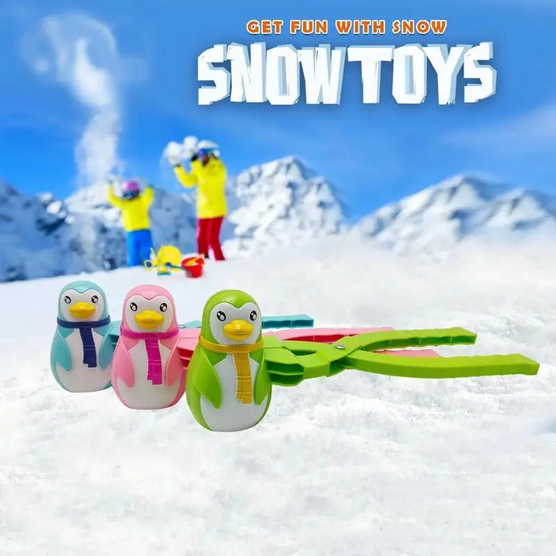 Penguin Snow Ball Maker Snow Mold Tool Penguin Shaped Snow Ball Durable Thickened Outdoor Activities Winter Snow Toy With Handle