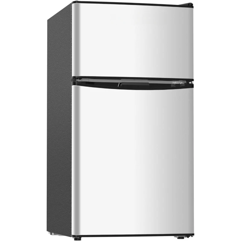 home. Mini Fridge with Freezer, 3.2 Cu.Ft Small Refrigerator2 Door Mini Fridge for Apartment, Home, Office and Dorm, Silver