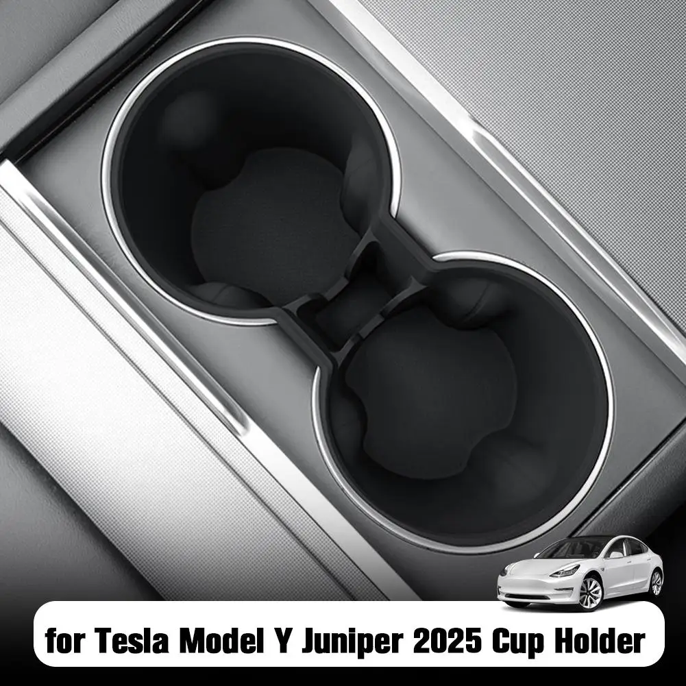 

For Tesla Model Y Juniper 2025 Center Console Cup Holder Non-slip Center Armrest Mat Cover Cup Cup Insert Seat Console Rear Q7X0