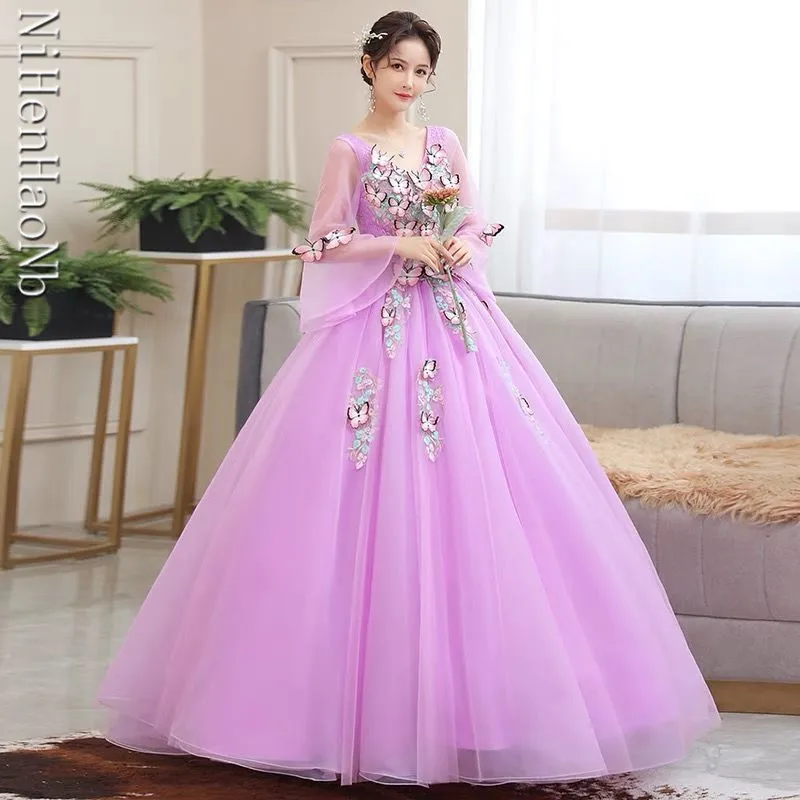 Lace Butterfly Quinceanera Dresses Prom Party Gown Floor Length Purple Vestidos De 15 Quinceañera