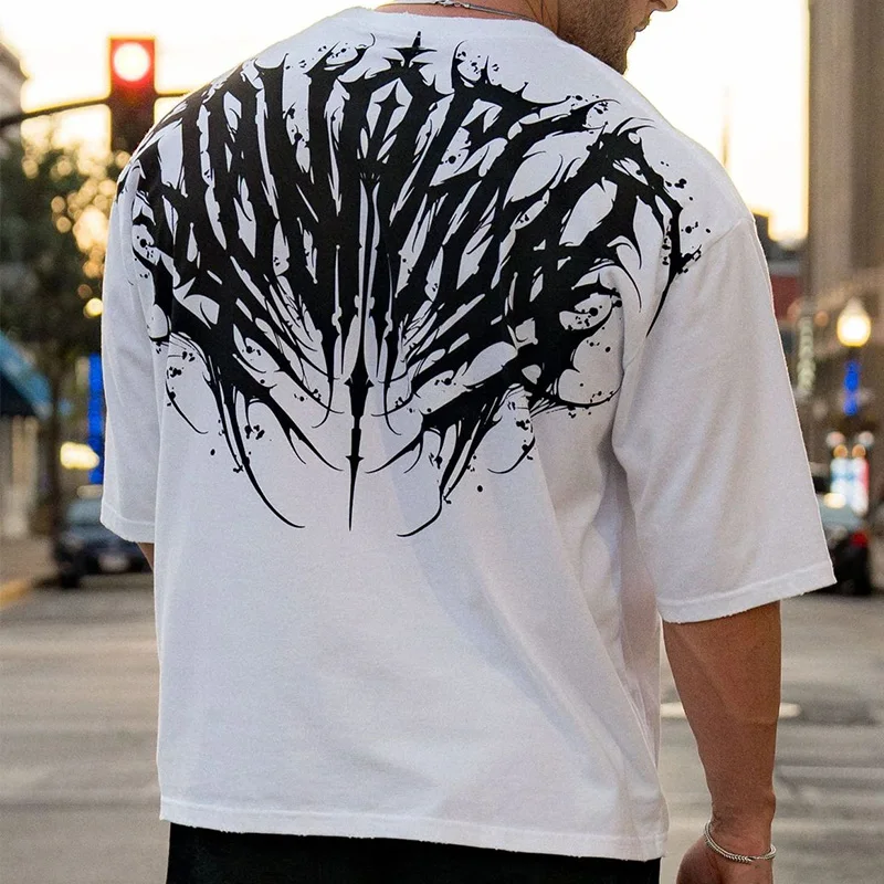 

Summer Cotton Short sleeved Men's and Women's Large Pattern Letter Outdoor Training Running Trendy Brand Fashion T-shirt