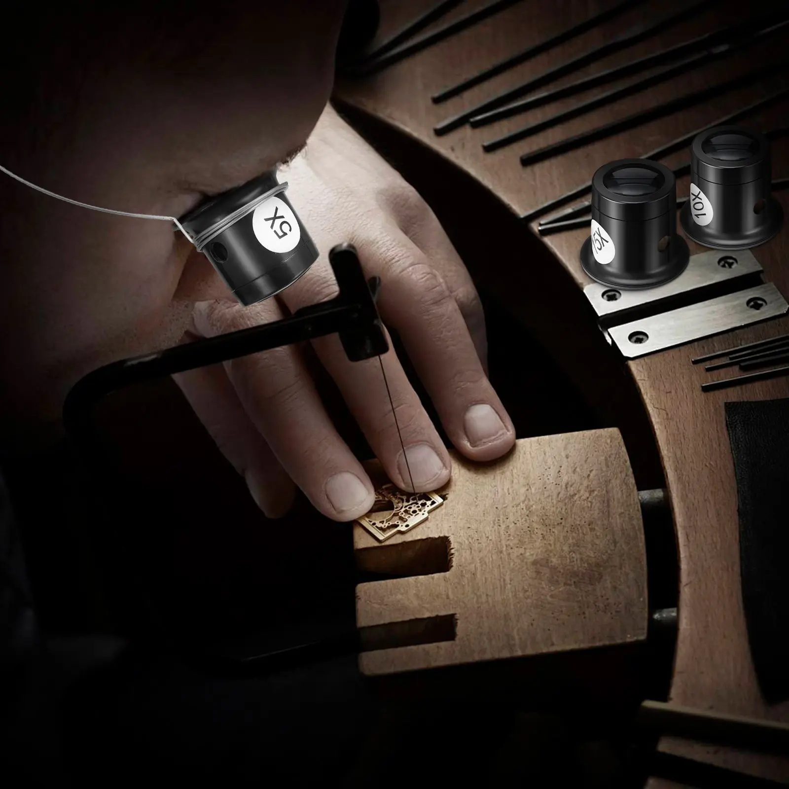 

1Set Watch Repair Headband Magnifying Glass Loupe Jeweler Loupe Tool Removable Steel Wire Straps Precision Magnifier